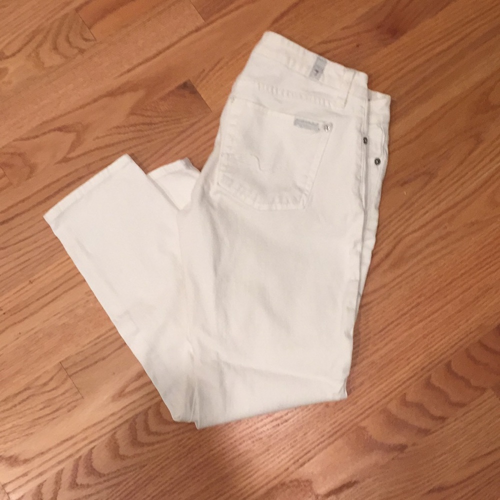 7 for all man kind white skinny ankle jeans